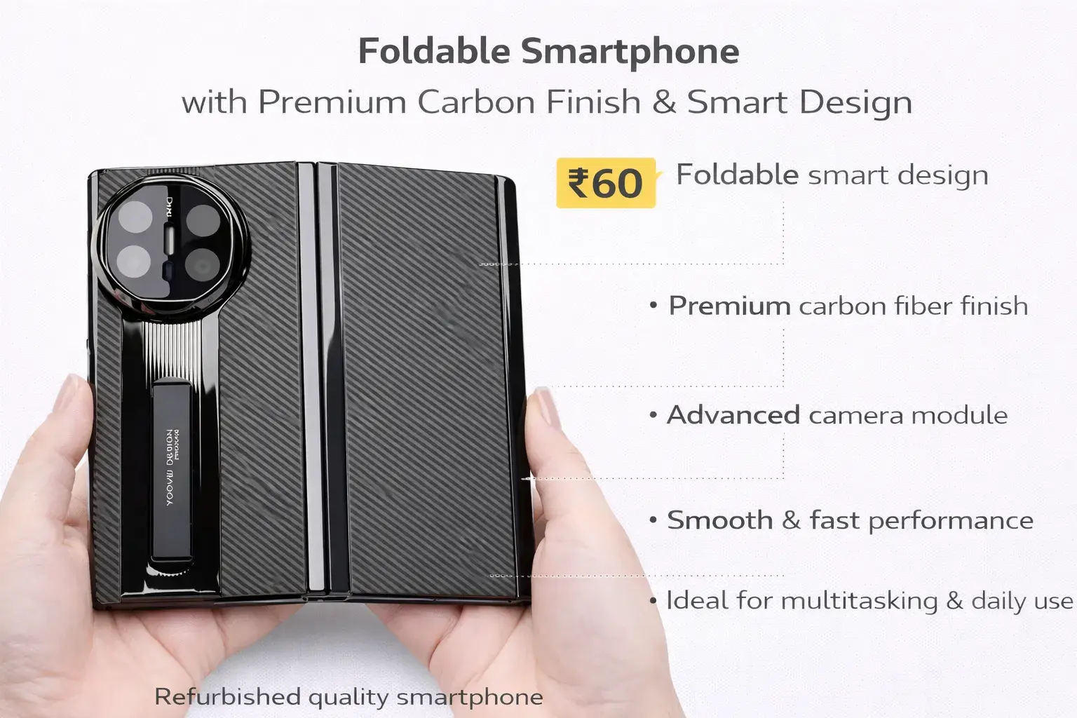 Refurbished Foldable Smartphone with Premium Carbon Fiber Design